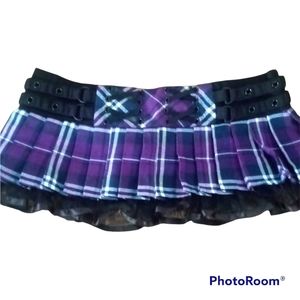 Purple Plaid Mini Skirt